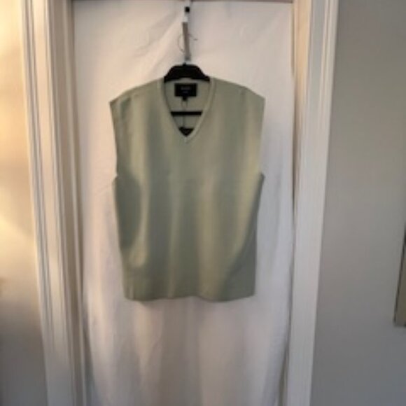 V Neck Knit Vest- Sage Green- Aleeza Small - Picture 1 of 3